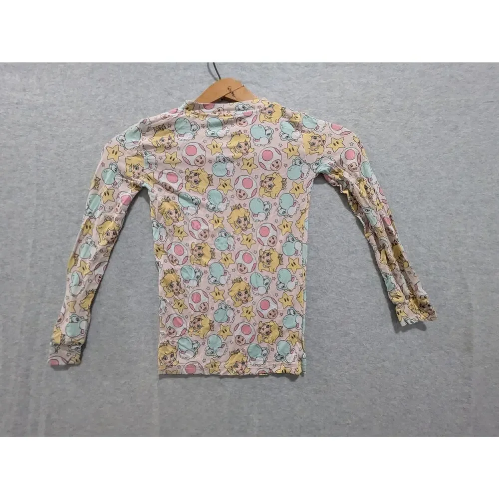 June & Grey Pajama Top Girl's 5T Pink Cute Printed Kids Snug Fit Long‎ Sleeves